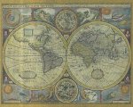Planisfero 072-Carta del mondo murale due emisferi colori tenui cm 100x70